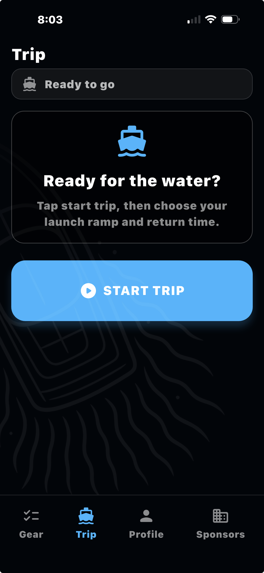 Marine Safe ready to go trip screen